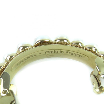 CHANEL I22S Rhinestone Coco Mark F Pearl Barrette Hair Accessory White Goldhardw