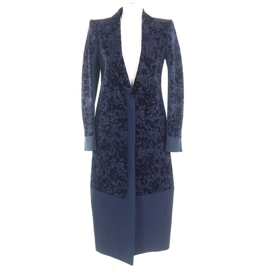 Celine Phoebe Period Velour Total Crombie Coat Outerwear Navy 34 Hanger Made In