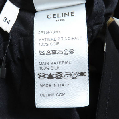 Celine 2r35f738r Lavalliere 100% Silk Triomphe Long Sleeve Dress With Button