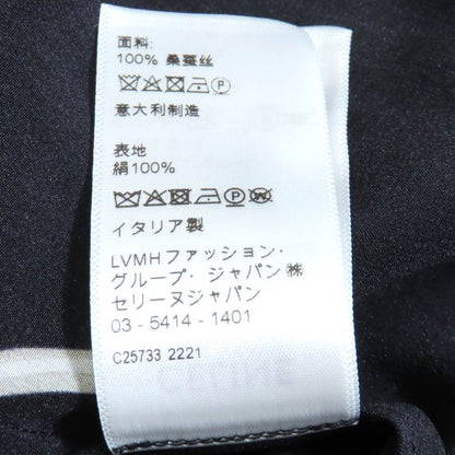 Celine 2r35f738r Lavalliere 100% Silk Triomphe Long Sleeve Dress With Button