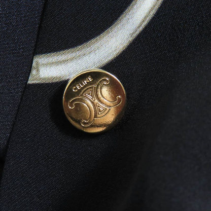 Celine 2r35f738r Lavalliere 100% Silk Triomphe Long Sleeve Dress With Button