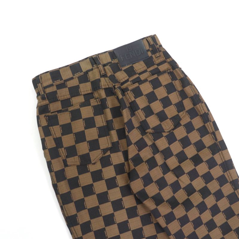 Fendi Vintage All Over Logo Pants With Rubber Logo Patch Bottoms Brown 43 Made