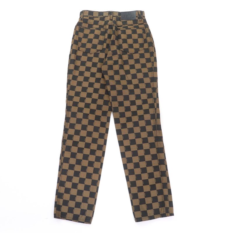 Fendi Vintage All Over Logo Pants With Rubber Logo Patch Bottoms Brown 43 Made