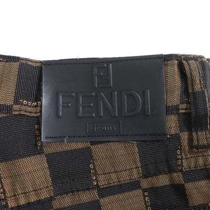 Fendi Vintage All Over Logo Pants With Rubber Logo Patch Bottoms Brown 43 Made