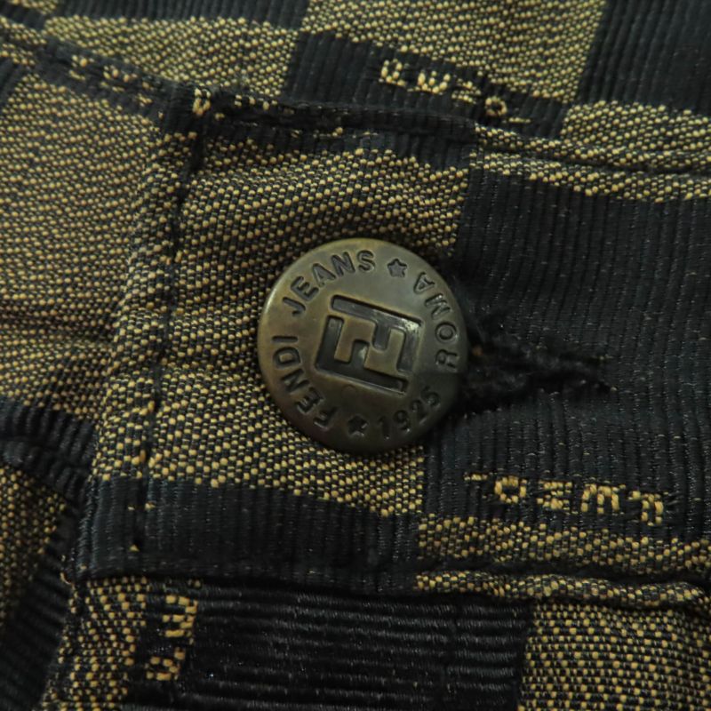 Fendi Vintage All Over Logo Pants With Rubber Logo Patch Bottoms Brown 43 Made