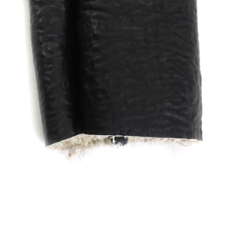 Celine 2 5G89 3765 Cut Off Pleated Design Lamb Leather Jacket Black 36