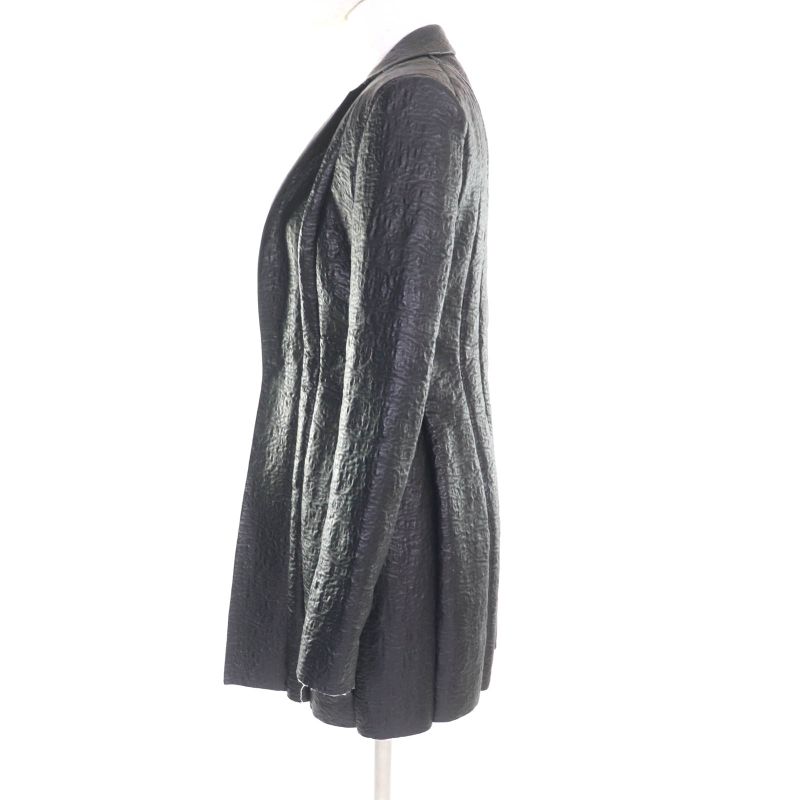 Celine 2 5G89 3765 Cut Off Pleated Design Lamb Leather Jacket Black 36