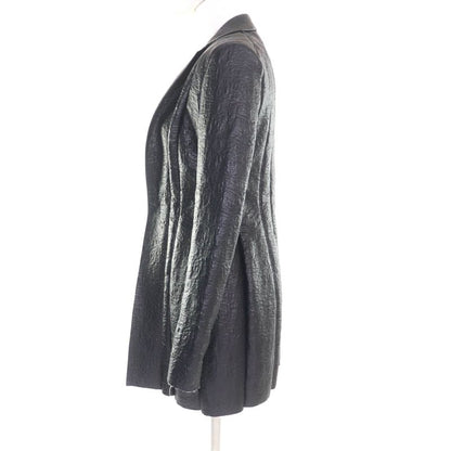 Celine 2 5G89 3765 Cut Off Pleated Design Lamb Leather Jacket Black 36