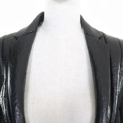 Celine 2 5G89 3765 Cut Off Pleated Design Lamb Leather Jacket Black 36