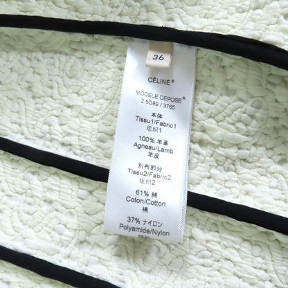 Celine 2 5G89 3765 Cut Off Pleated Design Lamb Leather Jacket Black 36