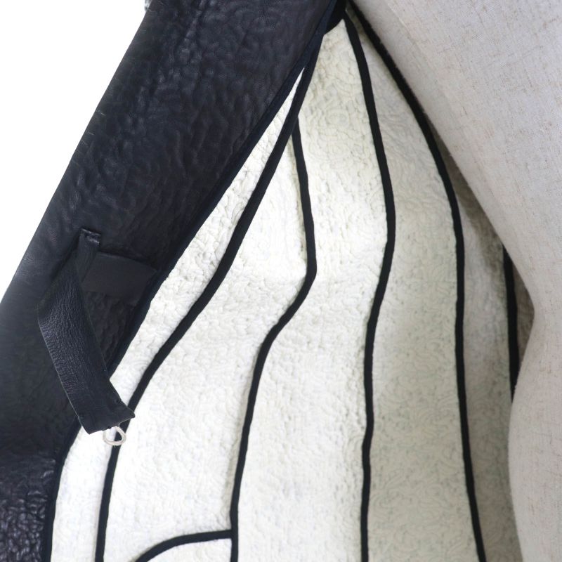 Celine 2 5G89 3765 Cut Off Pleated Design Lamb Leather Jacket Black 36