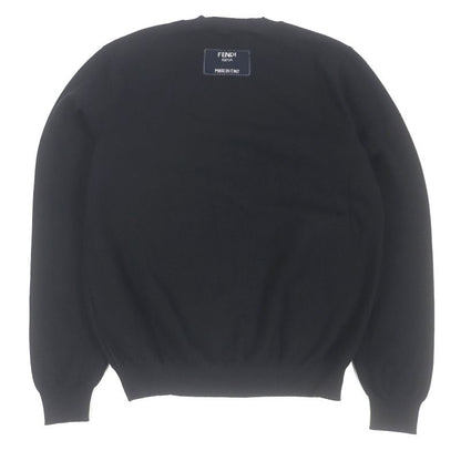 Fendi 2022 Fzx030 Crewneck With Logo Long Sleeve Knit Sweater Black 48 Made In