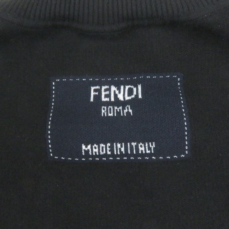 Fendi 2022 Fzx030 Crewneck With Logo Long Sleeve Knit Sweater Black 48 Made In