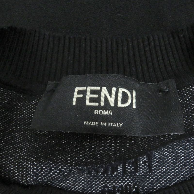 Fendi 2022 Fzx030 Crewneck With Logo Long Sleeve Knit Sweater Black 48 Made In