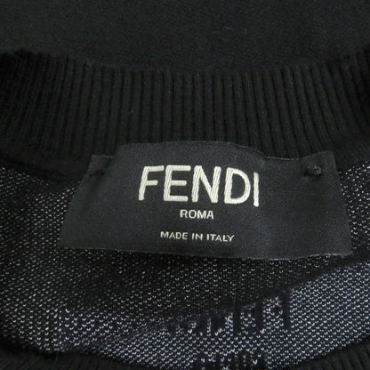 Fendi 2022 Fzx030 Crewneck With Logo Long Sleeve Knit Sweater Black 48 Made In