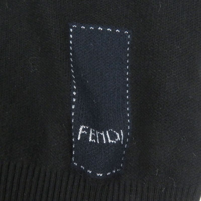 Fendi 2022 Fzx030 Crewneck With Logo Long Sleeve Knit Sweater Black 48 Made In