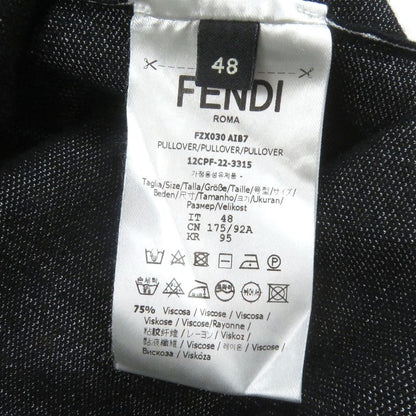 Fendi 2022 Fzx030 Crewneck With Logo Long Sleeve Knit Sweater Black 48 Made In