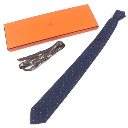  Hermes 2024 339370t Sporty DOTS Rugby 100% Silk Marine/ciel Dotted Tie With