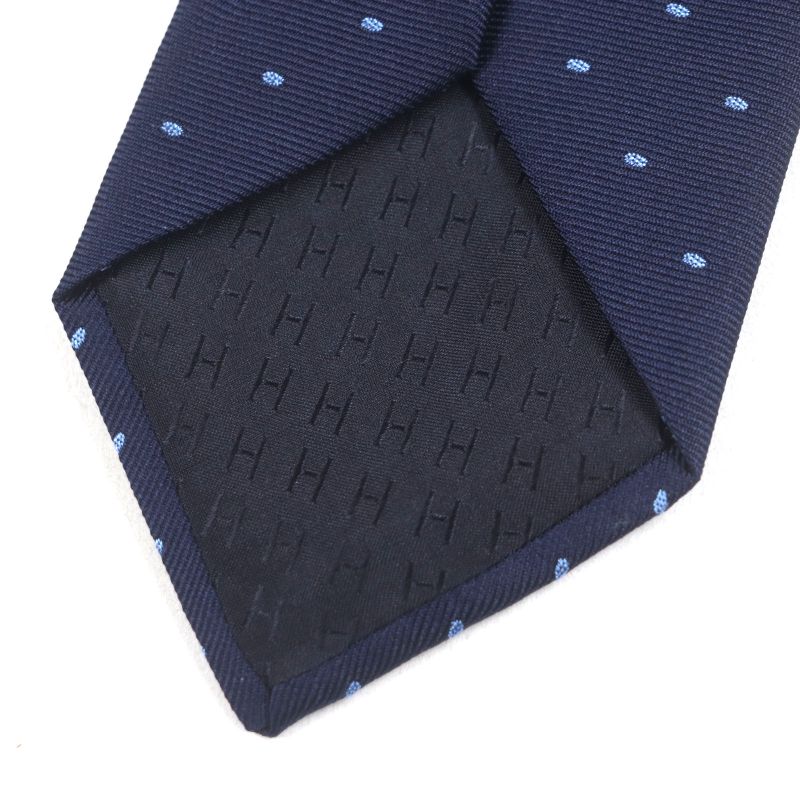  Hermes 2024 339370t Sporty DOTS Rugby 100% Silk Marine/ciel Dotted Tie With