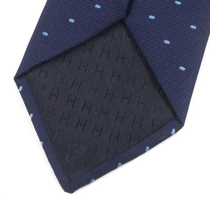  Hermes 2024 339370t Sporty DOTS Rugby 100% Silk Marine/ciel Dotted Tie With