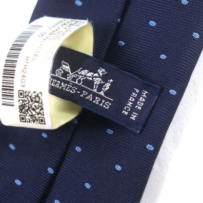  Hermes 2024 339370t Sporty DOTS Rugby 100% Silk Marine/ciel Dotted Tie With