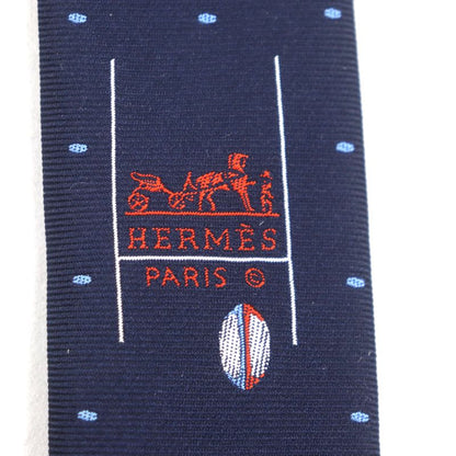 Hermes 2024 339370t Sporty DOTS Rugby 100% Silk Marine/ciel Dotted Tie With