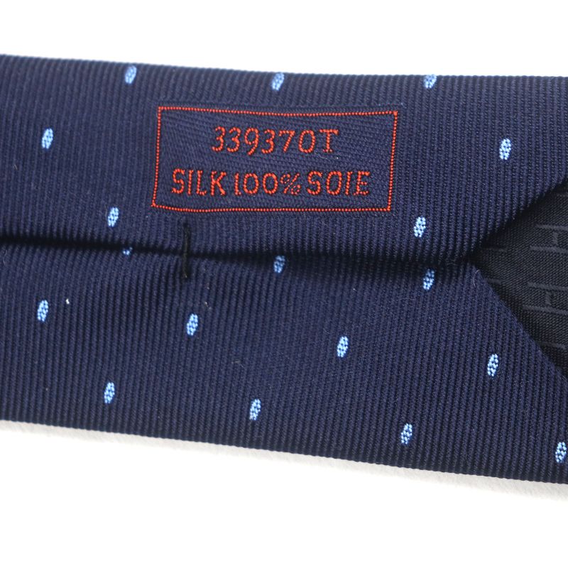  Hermes 2024 339370t Sporty DOTS Rugby 100% Silk Marine/ciel Dotted Tie With