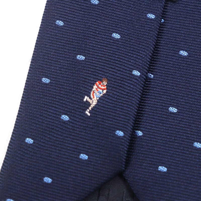  Hermes 2024 339370t Sporty DOTS Rugby 100% Silk Marine/ciel Dotted Tie With