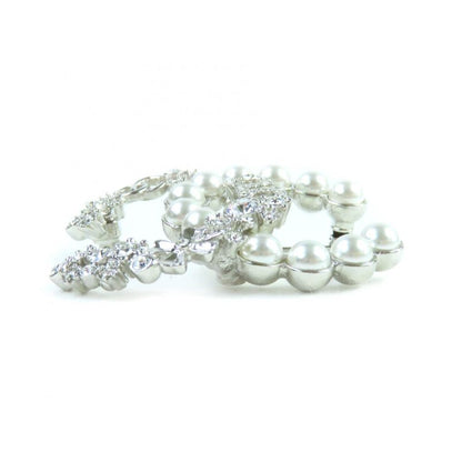 CHANEL B23P No.5 Coco Mark Rhinestone F Pearl Brooch Silver White With Box And