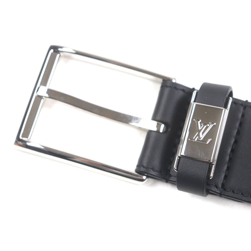 Louis Vuitton M0542 Belt - LV City Pin 35mm (1.38in) Leather Black Silver