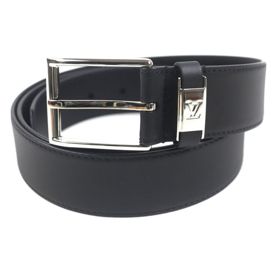 Louis Vuitton M0542 Belt - LV City Pin 35mm (1.38in) Leather Black Silver