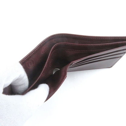 Cartier Leather Must De Cartier Logo Wallet Compact Wallet Bordeaux Gold With