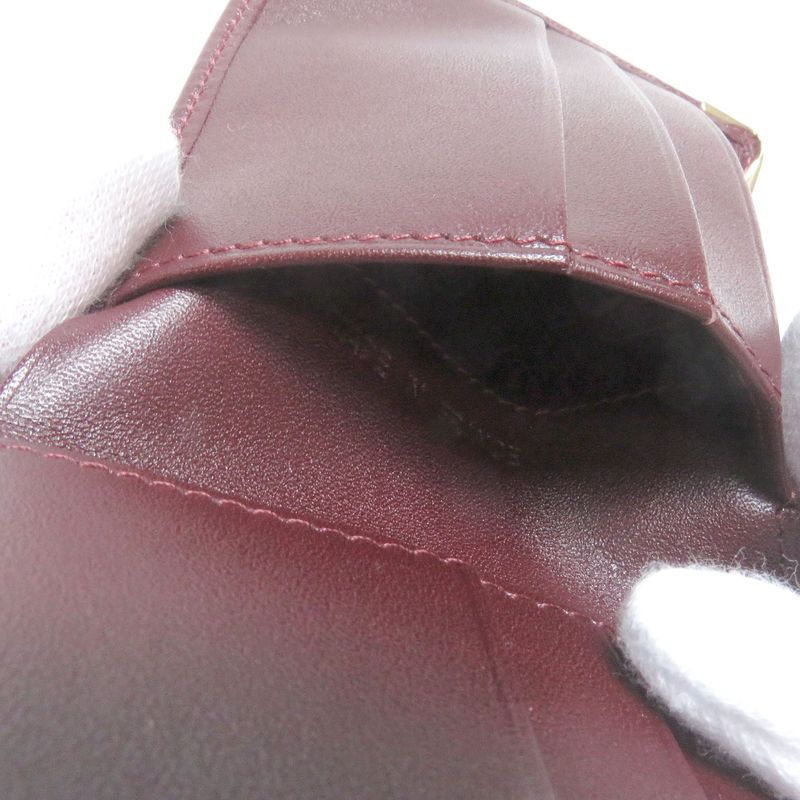 Cartier Leather Must De Cartier Logo Wallet Compact Wallet Bordeaux Gold With