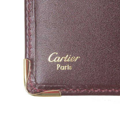 Cartier Leather Must De Cartier Logo Wallet Compact Wallet Bordeaux Gold With