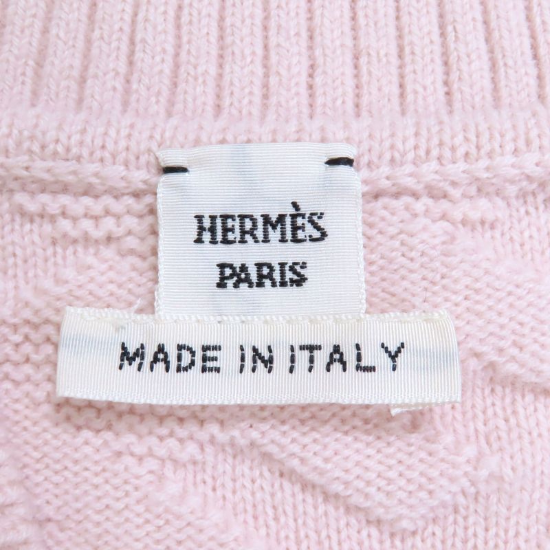 Hermes 2e2501de 100% Wool H Motif Pattern V-neck Knee-length Short-sleeved