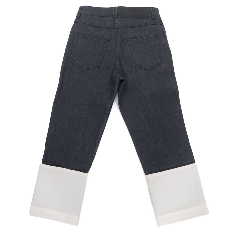 LOEWE S2292112ib 100% Cotton Fisherman Stonewashed Button Fly Leather Denim