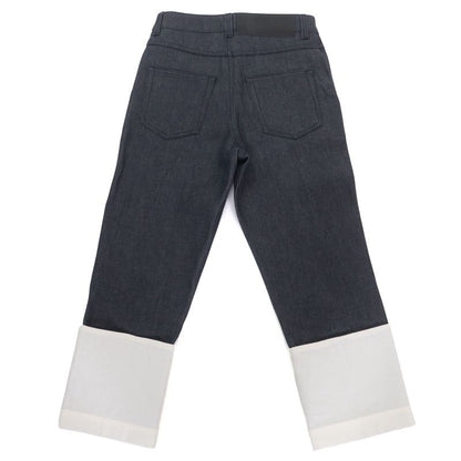 LOEWE S2292112ib 100% Cotton Fisherman Stonewashed Button Fly Leather Denim