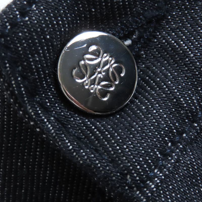 LOEWE S2292112ib 100% Cotton Fisherman Stonewashed Button Fly Leather Denim