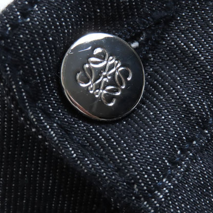 LOEWE S2292112ib 100% Cotton Fisherman Stonewashed Button Fly Leather Denim