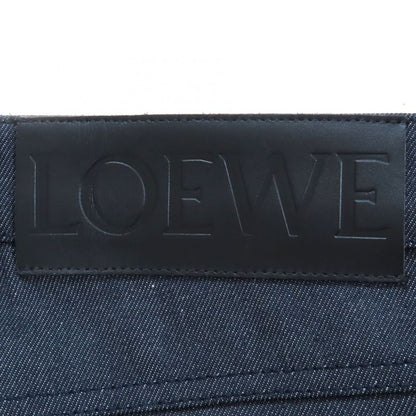 LOEWE S2292112ib 100% Cotton Fisherman Stonewashed Button Fly Leather Denim