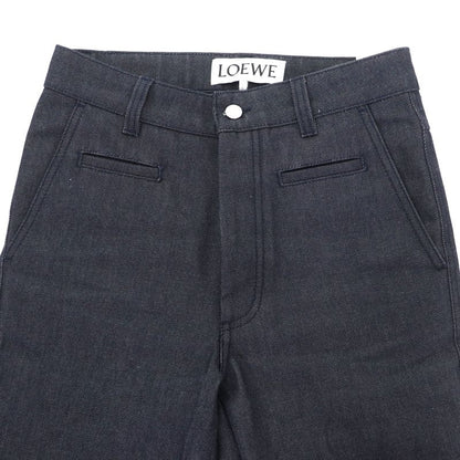 LOEWE S2292112ib 100% Cotton Fisherman Stonewashed Button Fly Leather Denim