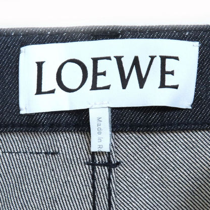 LOEWE S2292112ib 100% Cotton Fisherman Stonewashed Button Fly Leather Denim