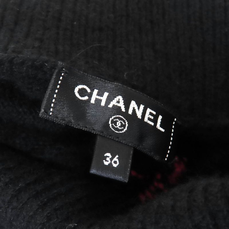 CHANEL 21N P70647 100% Cashmere Logo Plate Coco Mark High Neck Long Sleeve Knit