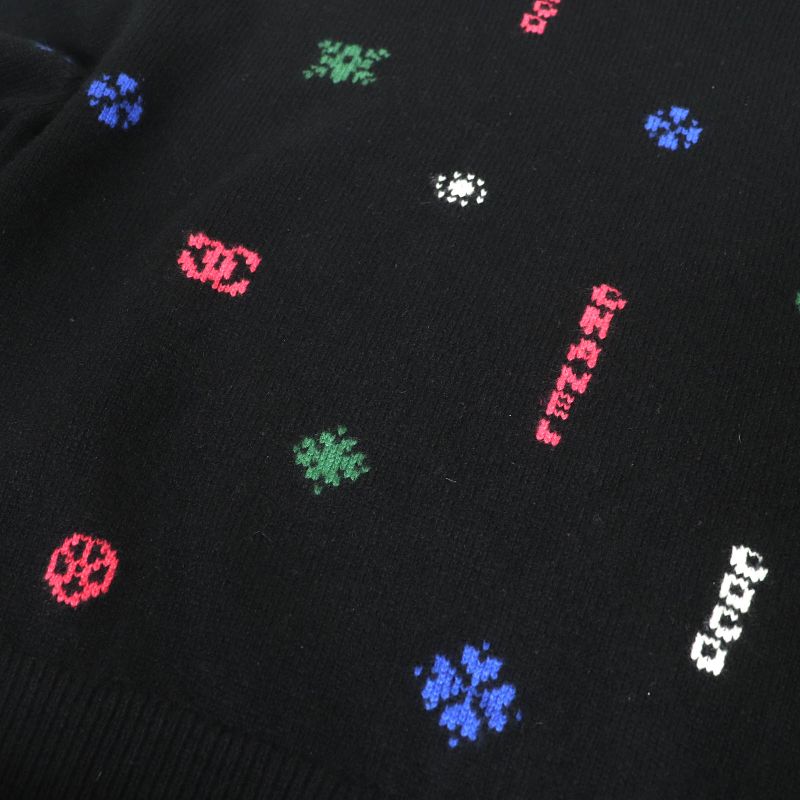 CHANEL 21N P70647 100% Cashmere Logo Plate Coco Mark High Neck Long Sleeve Knit