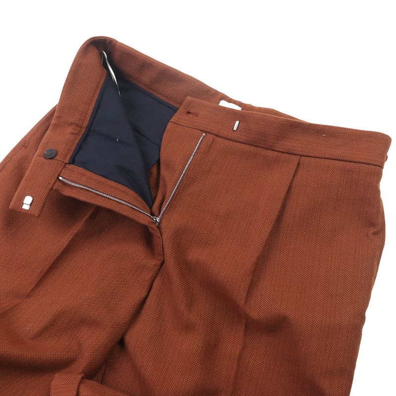 Hermes Cotton Serie Button Center Press Double Hem Pants Bottoms Brown 40 Made