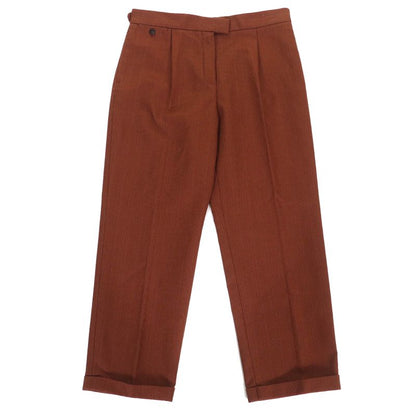 Hermes Cotton Serie Button Center Press Double Hem Pants Bottoms Brown 40 Made