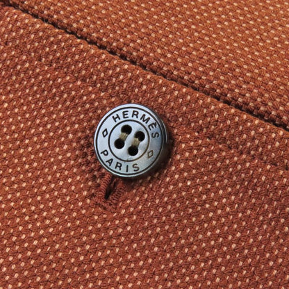 Hermes Cotton Serie Button Center Press Double Hem Pants Bottoms Brown 40 Made