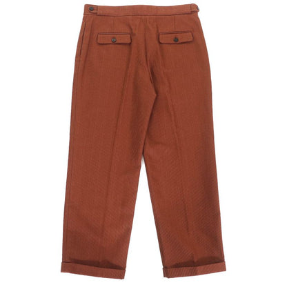 Hermes Cotton Serie Button Center Press Double Hem Pants Bottoms Brown 40 Made