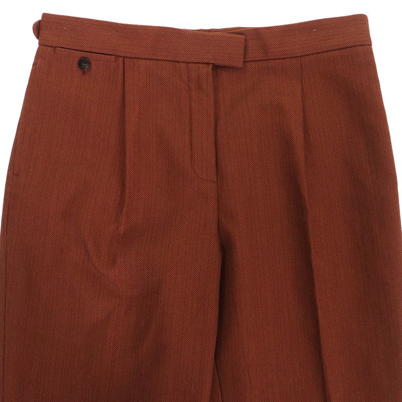 Hermes Cotton Serie Button Center Press Double Hem Pants Bottoms Brown 40 Made