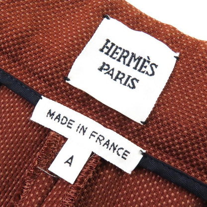 Hermes Cotton Serie Button Center Press Double Hem Pants Bottoms Brown 40 Made